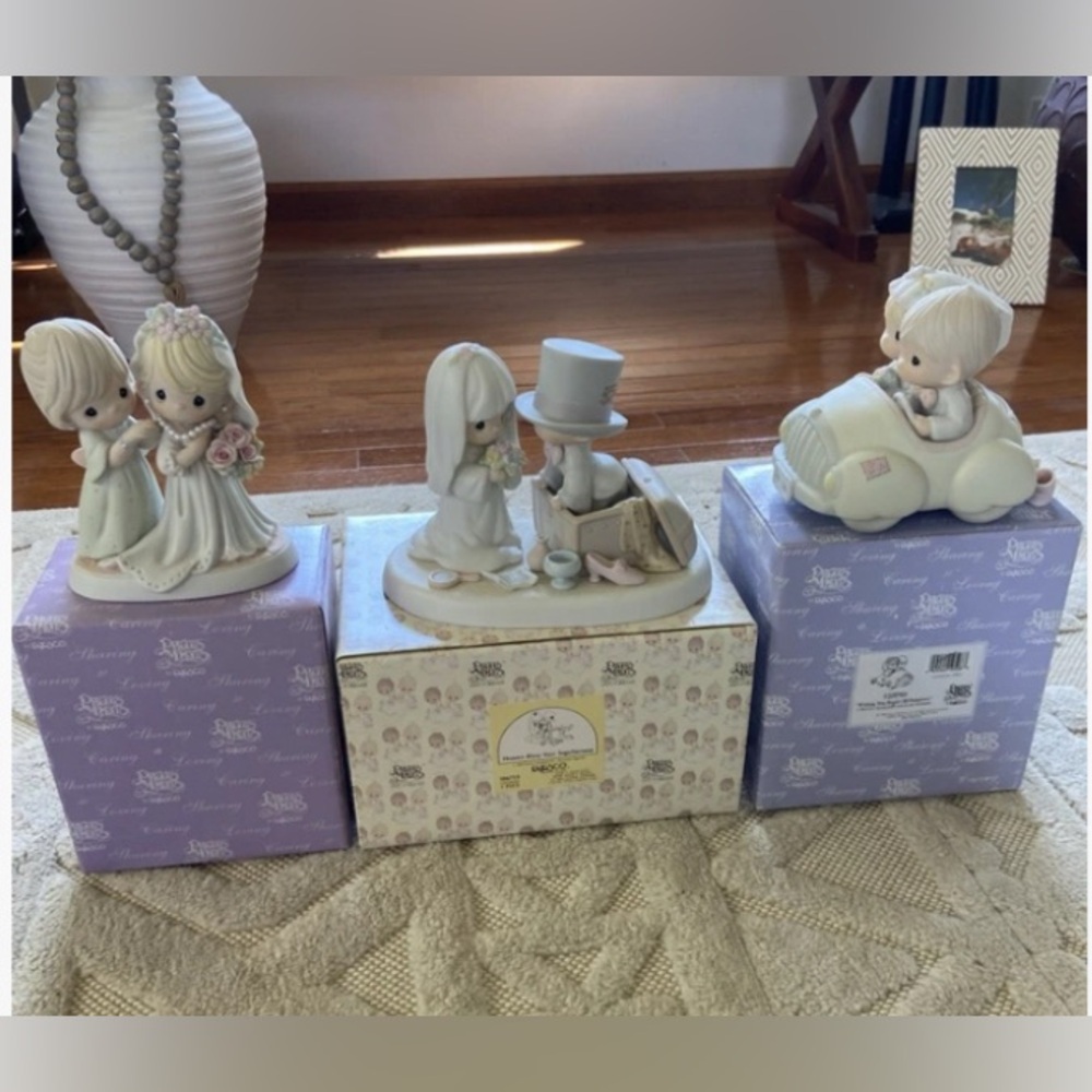 Charming Precious Moments Figurine Set with Pastel Accents